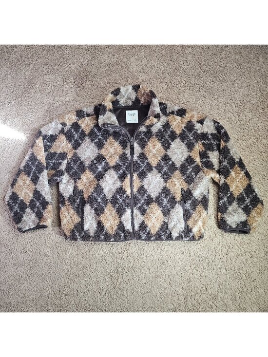 Abercrombie & Fitch Jackets & Blazers - Abercrombie & Fitch Sherpa Fleece Jacket Womens M Full Zip Patterned Cozy EUC